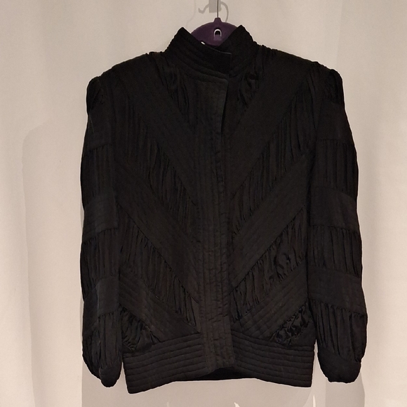 EJ Harper Jackets & Blazers - EJ Harper Black 100% Silk Patterned Patchwork Button Up Jacket Size S